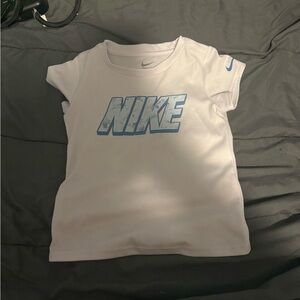 Nike White Tee with Light Blue Graphic Logo - Kids